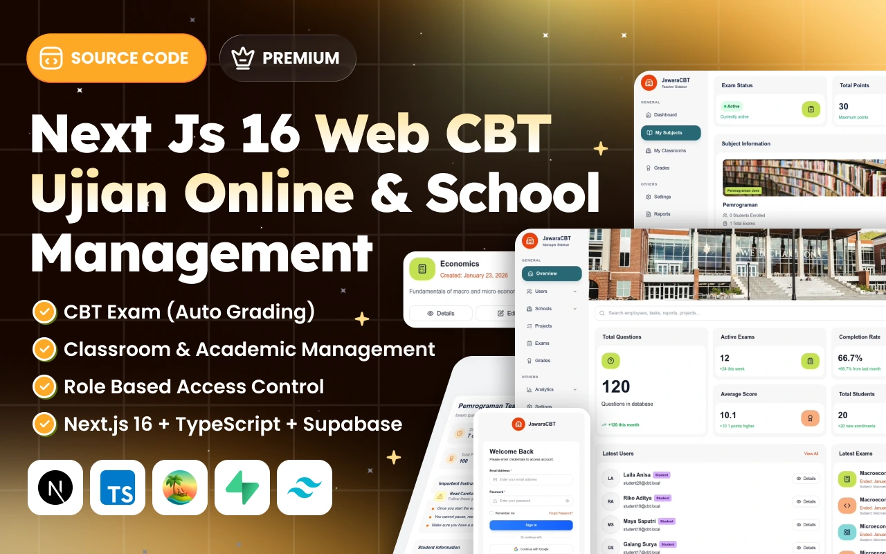 Next.js 16: Web Cbt Ujian Online & School Management